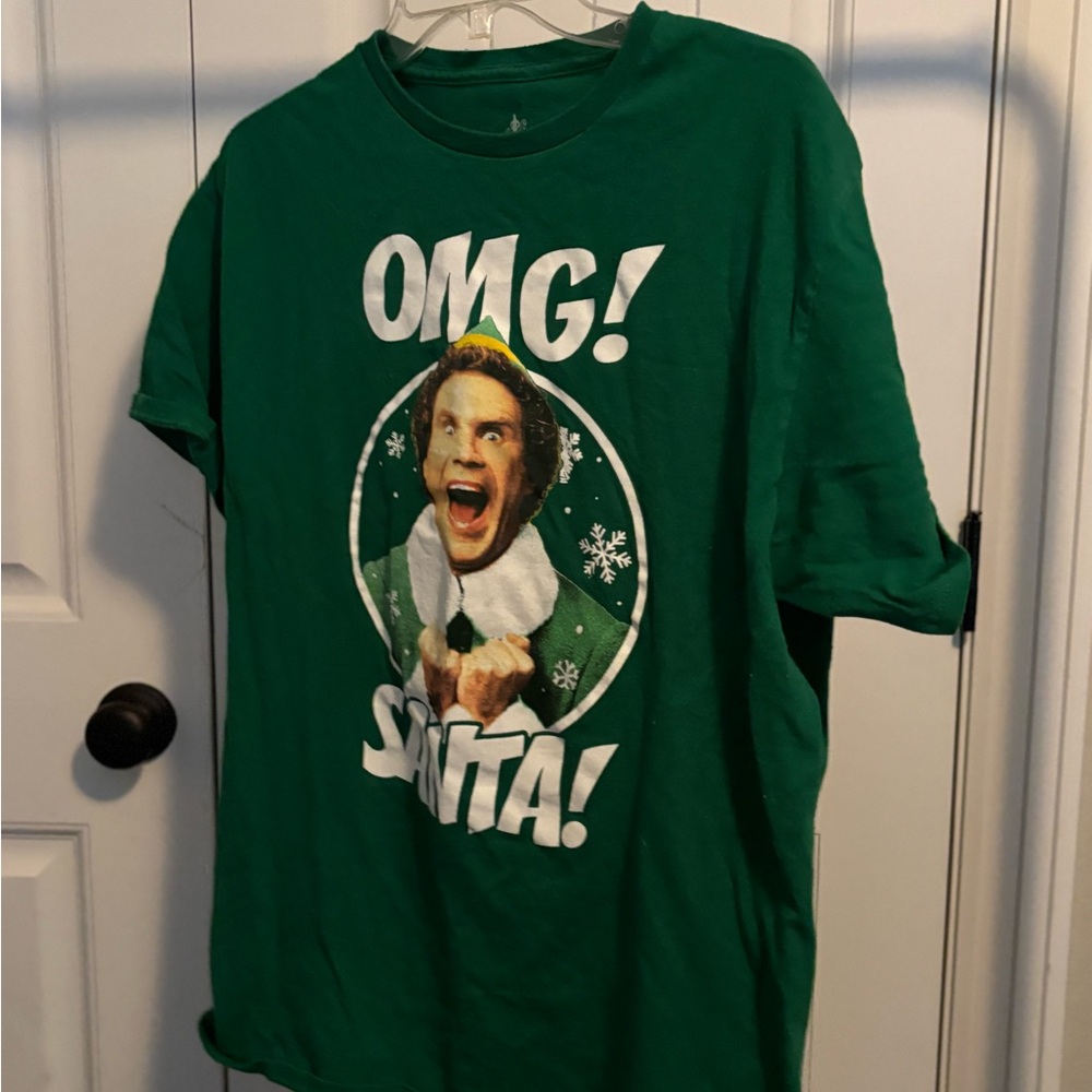 Green ELF OMG Santa Graphic T-Shirt